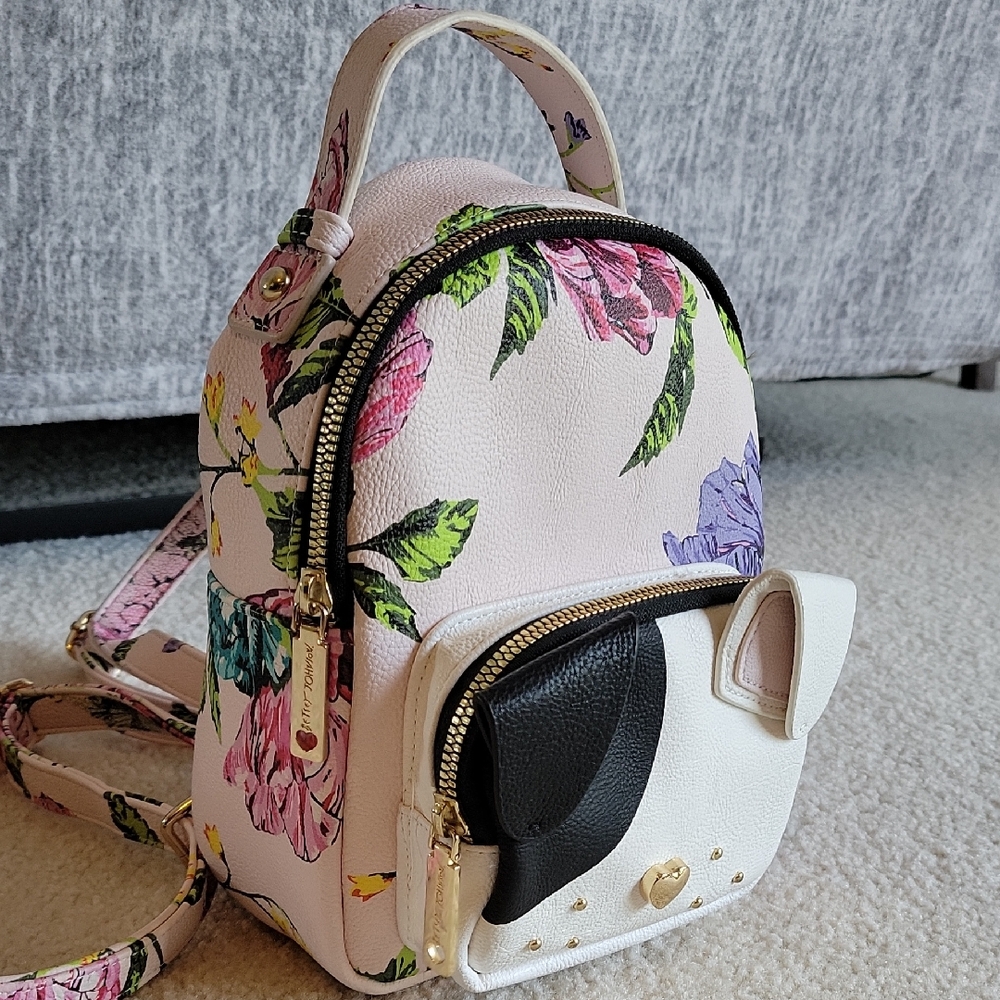 Betsy Johnson Mini Kitsch Dog Floral Backpack